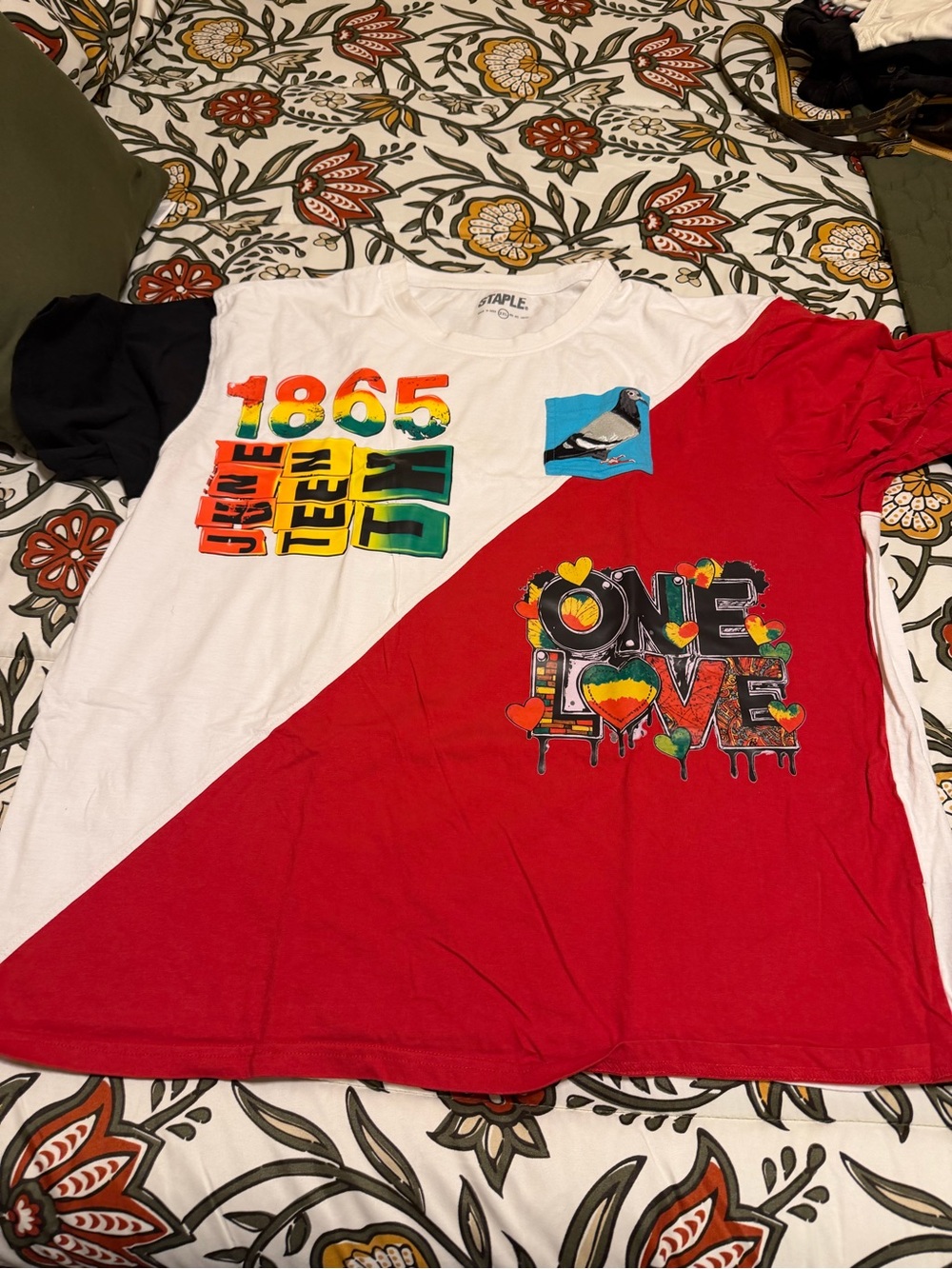 Staple  Colorblock 'One Love' Tee - Red, White & Black